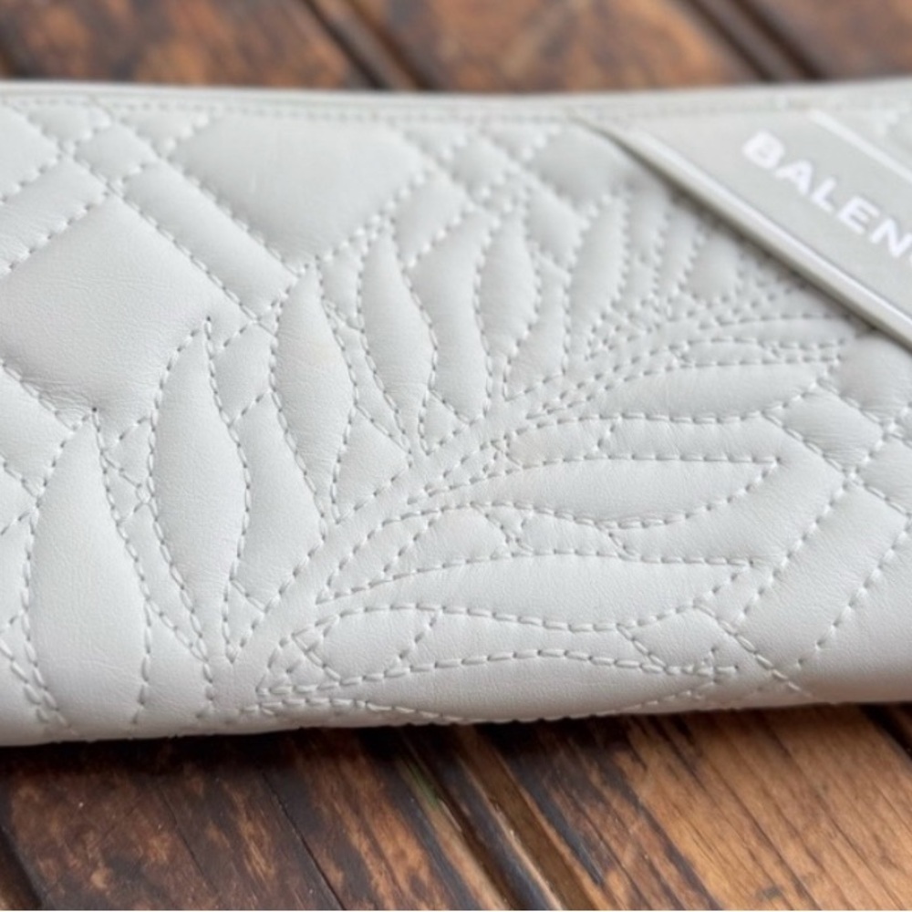 Balenciaga White Quilted Women's Wallet